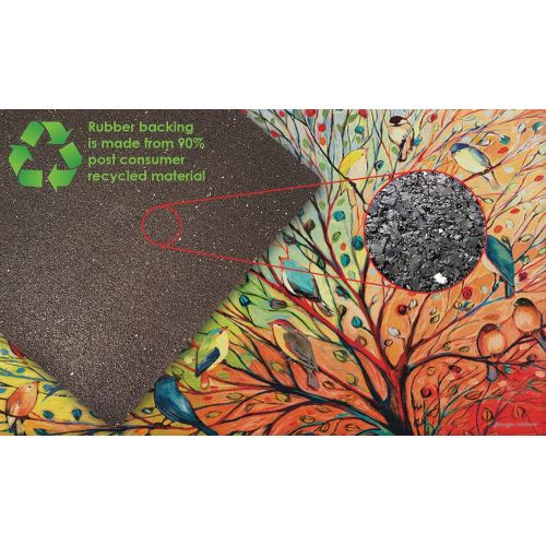  Toland Home Garden Tree Birds 18 x 30 Inch Decorative Floor Mat Colorful Bird Branch Collage Doormat - 800038