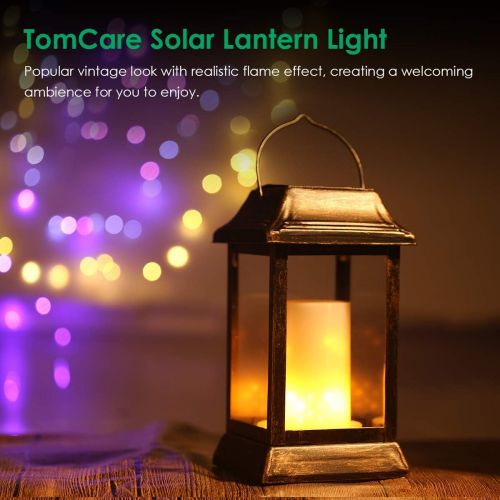  [아마존 핫딜]  [아마존핫딜]TomCare Solar lights Metal Flickering Flame Solar Lantern Outdoor Hanging Lanterns Lighting Heavy Duty Solar Powered Waterproof Umbrella LED Flame Lights for Garden Patio Pathway D