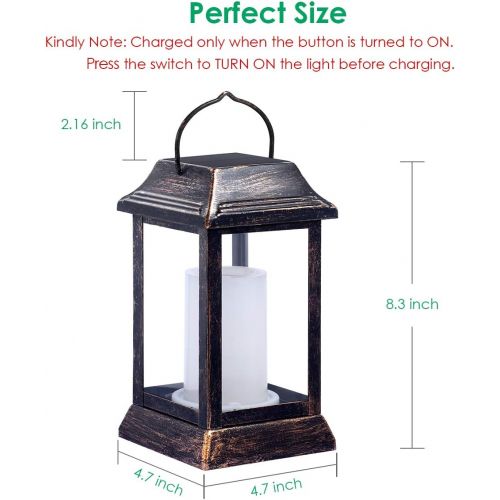  [아마존 핫딜]  [아마존핫딜]TomCare Solar lights Metal Flickering Flame Solar Lantern Outdoor Hanging Lanterns Lighting Heavy Duty Solar Powered Waterproof Umbrella LED Flame Lights for Garden Patio Pathway D