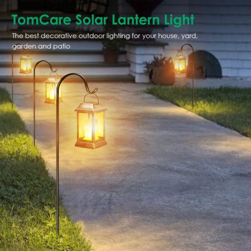  [아마존 핫딜]  [아마존핫딜]TomCare Solar lights Metal Flickering Flame Solar Lantern Outdoor Hanging Lanterns Lighting Heavy Duty Solar Powered Waterproof Umbrella LED Flame Lights for Garden Patio Pathway D