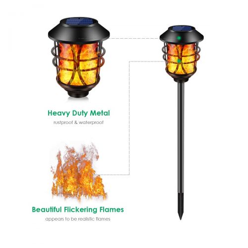  [아마존 핫딜]  [아마존핫딜]TomCare Solar Lights Metal Flickering Flame Solar Torches Lights Waterproof Outdoor Heavy Duty Lighting Solar Pathway Lights Landscape Lighting Dusk to Dawn Auto On/Off for Garden