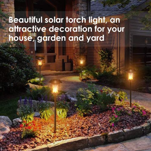  [아마존 핫딜]  [아마존핫딜]TomCare Solar Lights Metal Flickering Flame Solar Torches Lights Waterproof Outdoor Heavy Duty Lighting Solar Pathway Lights Landscape Lighting Dusk to Dawn Auto On/Off for Garden