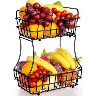 [아마존 핫딜] TomCare 2-Tier Fruit Basket Metal Fruit Bowl Bread Baskets Detachable Fruit Holder kitchen Storage Baskets Stand - Screws Free Design for Fruits Breads Vegetables Snacks, Bronze