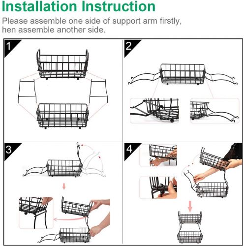  [아마존 핫딜] TomCare 2-Tier Fruit Basket Metal Fruit Bowl Bread Baskets Detachable Fruit Holder kitchen Storage Baskets Stand - Screws Free Design for Fruits Breads Vegetables Snacks, Bronze