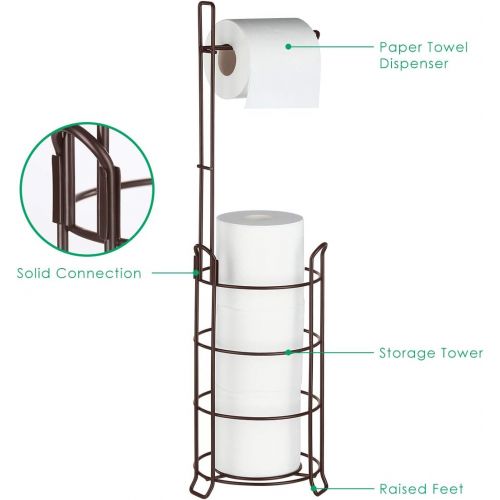  [아마존 핫딜] TomCare Toilet Paper Holder Toilet Paper Stand and Dispenser for 3 Spare Rolls Metal Wire Free-Standing Toilet Tissue Paper RollStorage Shelf Bathroom Accessories Storage Organize