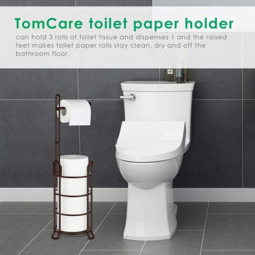  [아마존 핫딜] TomCare Toilet Paper Holder Toilet Paper Stand and Dispenser for 3 Spare Rolls Metal Wire Free-Standing Toilet Tissue Paper RollStorage Shelf Bathroom Accessories Storage Organize