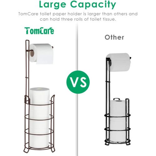  [아마존 핫딜] TomCare Toilet Paper Holder Toilet Paper Stand and Dispenser for 3 Spare Rolls Metal Wire Free-Standing Toilet Tissue Paper RollStorage Shelf Bathroom Accessories Storage Organize