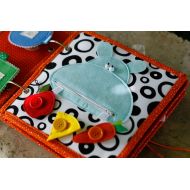 Hippo page for custom built Quiet Book by TomToy, Button-Zipper activities, Feed the hippo, Fabric Busy book pages, 20x20cm, Single page