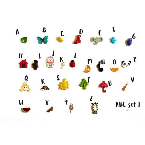  TomToy ABC trinkets for alphabet I spy bag/ bottle, 1-3cm, 1/3/5 objects per letter