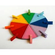 TomToy Felt 8-Color wheel, Rainbow color sorting, Colorful Clothespins, 15/20/30 cm diameter