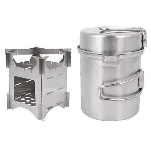  Tomantery Wood Stove Pot, Multifunctional Mini Lightweight Wood Stove with 1 Set Of Wood Stove: 1 Set Of Pot(1xPot Cover 1xPot Body) for Outdoor Activities