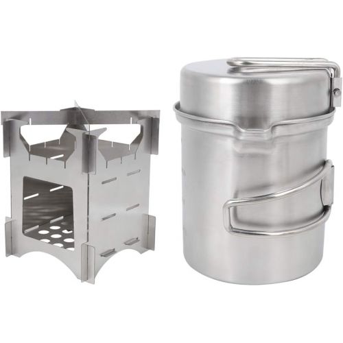  Tomantery Wood Stove Pot, Multifunctional Mini Lightweight Wood Stove with 1 Set Of Wood Stove: 1 Set Of Pot(1xPot Cover 1xPot Body) for Outdoor Activities