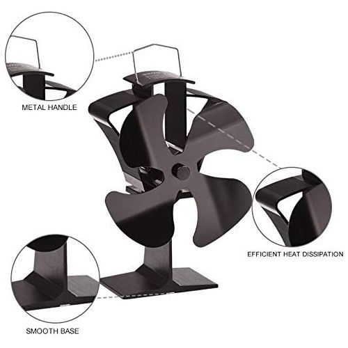  Tomersun 4 Blades Heat Powered Stove Fireplace Fan for Home Wood Log Burning Fireplace Circulating Warm Air Saving Fuel Efficiently