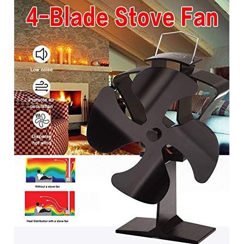  Tomersun 4 Blades Heat Powered Stove Fireplace Fan for Home Wood Log Burning Fireplace Circulating Warm Air Saving Fuel Efficiently