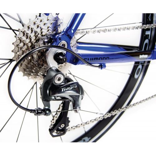  Tommaso Monza Endurance Aluminum Road Bike, Carbon Fork, Shimano Tiagra, 20 Speeds, Aero Wheels, Matte Black, Blue