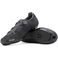 Tommaso Strada Elite Knit Mens Cycling Shoes, Quick Lace Road Bike Indoor Cycling Shoes and Bundle, Dual Compatible with SPD, Delta, Black