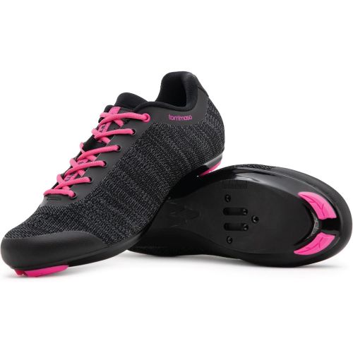  [아마존베스트]Tommaso Pista Aria Knit Womens Spin Class Ready Cycling Shoe and Bundle with Compatible Cleat, Look Delta, SPD - Black, Pink, Grey, Blue