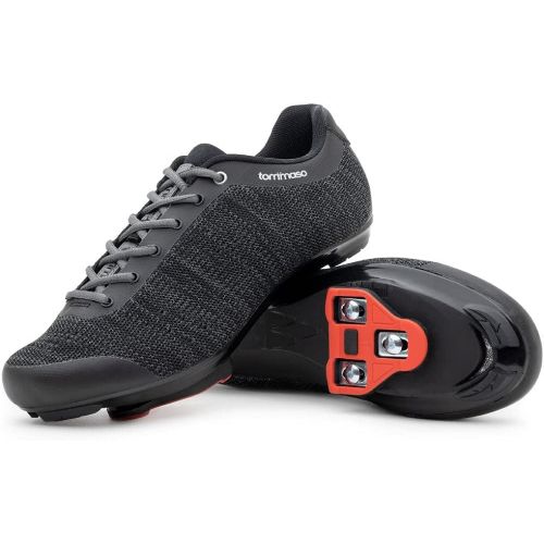  [아마존베스트]Tommaso Strada Aria Knit Lace Up Dual Compatible Cycling Shoe and Bundle, SPD, Delta, Black