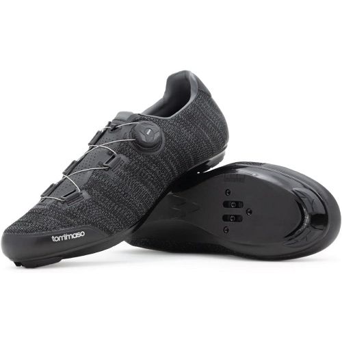 [아마존베스트]Tommaso Strada Elite Knit Quick Lace Style Road Bike Cycling Shoe, Dual Compatible with SPD, Delta, Black