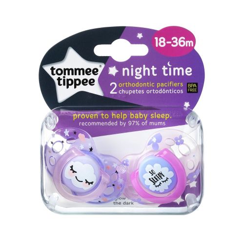 토미티피 Tommee Tippee Closer to Nature Night Time Toddler Soothie Pacifier, 18-36 Months - 2 Count (Colors May Vary)
