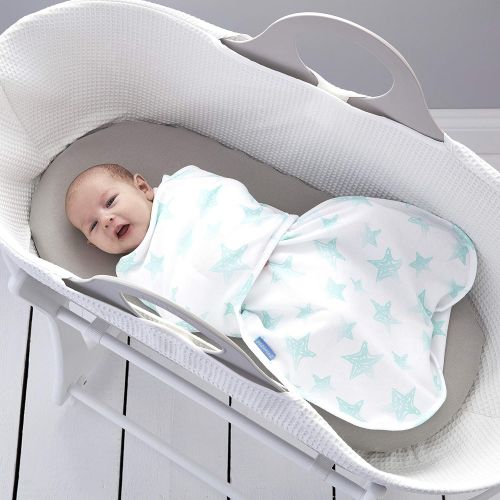 토미티피 Tommee Tippee Groswaddle Newborn Baby Cotton Hip-Healthy Swaddle Alternative - Star Bright - Birth to 12lbs, White, 0-3 Months