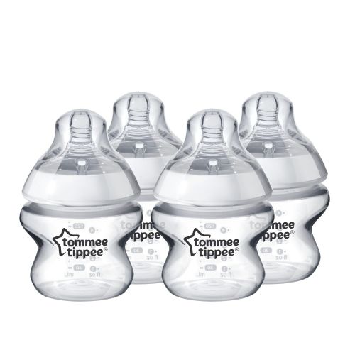 토미티피 [아마존베스트]Tommee Tippee Closer to Nature Baby Bottle, Anti-Colic Valve, Breast-Like Nipple for Natural Latch, BPA-Free - Extra Slow Flow, 5 Ounce, 4 Count