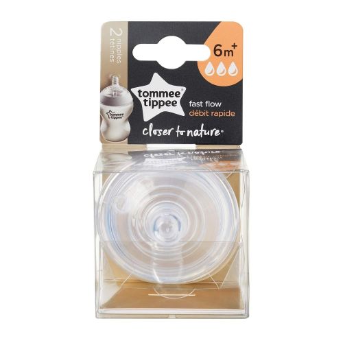 토미티피 [아마존베스트]Tommee Tippee Closer to Nature Baby Bottle Feeding Nipple Replacement, Fast Flow,6+ Months  2 Count