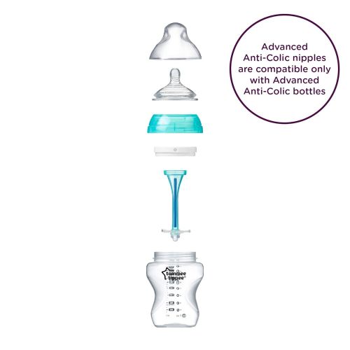 토미티피 [아마존베스트]Tommee Tippee Advanced Anti-Colic Fast Flow Baby Bottle Nipples, Breast-Like Nipple, 6+ Months, 2 Count