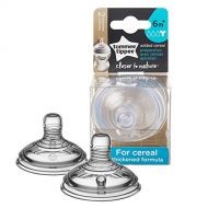 [아마존베스트]Tommee Tippee Closer to Nature Added Cereal Baby Bottle Feeding Nipple Replacement, Y-Cut Nipple, Breast-Like Nipple, 6+ Months, 2 Count