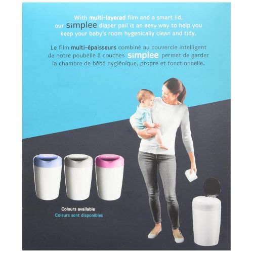 토미티피 Tommee Tippee Simplee Diaper Pail Refill Cartridge - Smart seal lid blocks all odors - 180 Count per Pack - 4 Pack