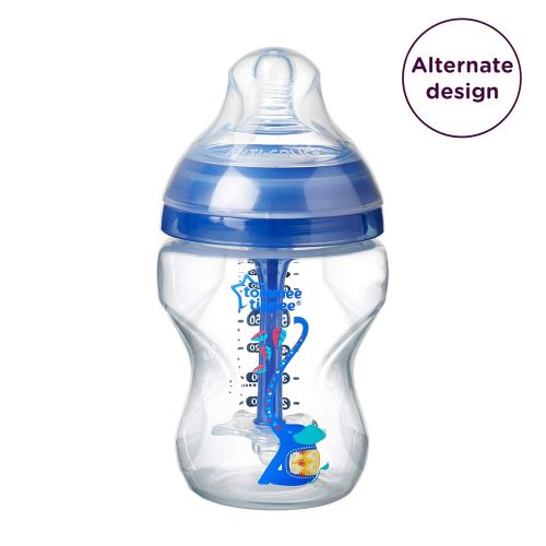 토미티피 Tommee Tippee Advanced Anti-Colic Baby Bottle, Slow Flow Breast-Like Nipple, Heat-Sensing Technology, BPA-Free - Blue - 9 Ounce, 3 Count