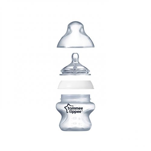 토미티피 Tommee Tippee Closer to Nature Baby Bottle, Anti-Colic, Breast-like Nipple, BPA-Free - Extra Slow Flow, 5 Ounce (4 Count)