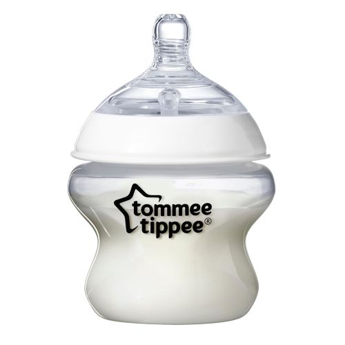 토미티피 Tommee Tippee Closer to Nature Baby Bottle, Anti-Colic, Breast-like Nipple, BPA-Free - Extra Slow Flow, 5 Ounce (4 Count)