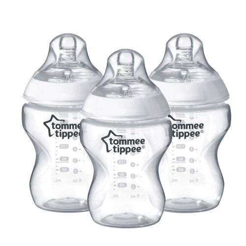 토미티피 Tommee Tippee Closer to Nature Baby Bottle, Anti-Colic, Breast-like Nipple, BPA-Free - Slow Flow, 9 Ounce (3 Count)