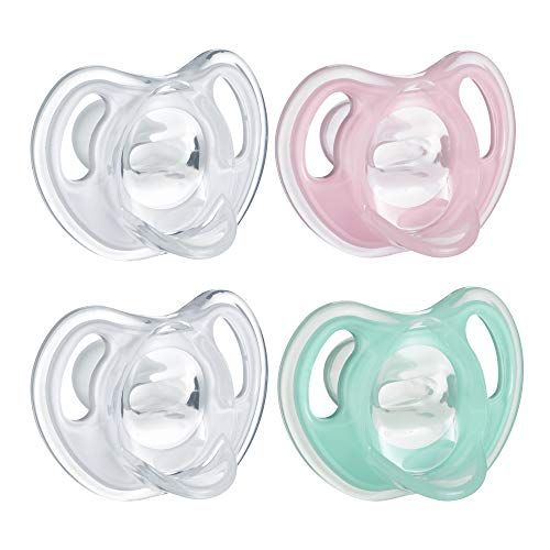 토미티피 Tommee Tippee Ultra-Light Silicone Baby Pacifier, Girl - 0-6m, 4pk, Pink