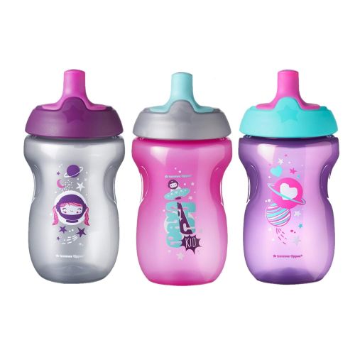 토미티피 Tommee Tippee Sportee Toddler Sippy Cup - 12+ months, 10 Ounce, Pack of 3, Girl, Pink