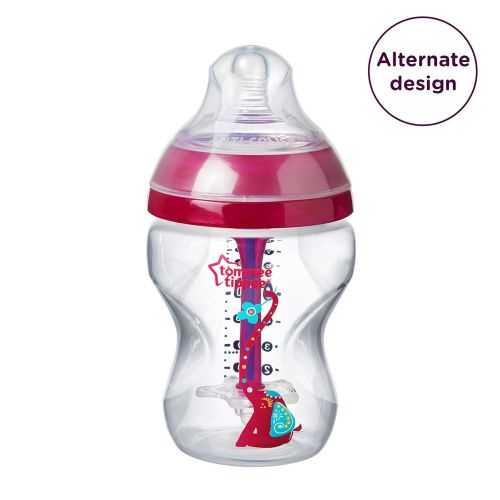 토미티피 Tommee TippeeDecorated Advanced Anti-Colic Bottles, Breast-Like Slow Flow Nipple, Heat-Sensing Technology, BPA-Free - Pink - 9 Ounce, 3 Count