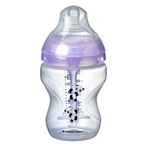 토미티피 Tommee TippeeDecorated Advanced Anti-Colic Bottles, Breast-Like Slow Flow Nipple, Heat-Sensing Technology, BPA-Free - Pink - 9 Ounce, 3 Count