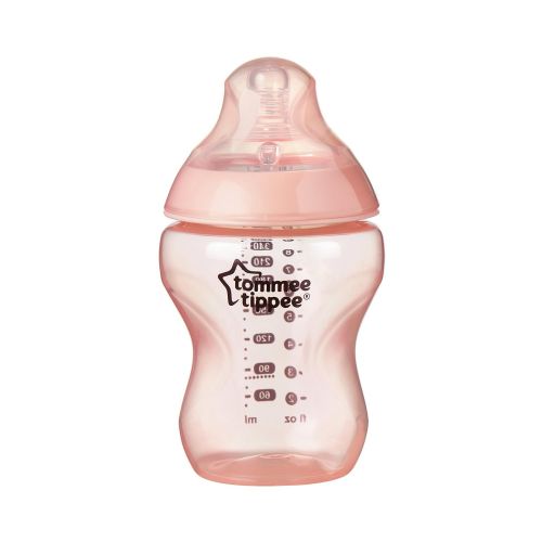 토미티피 Tommee Tippee Closer to Nature Baby Bottle, Anti-Colic, BPA-Free- Girl, Pink/Yellow/Purple, Slow Flow, 9 Ounce, 3 Count (Colors May Vary)