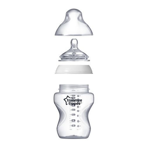 토미티피 Tommee Tippee Closer to Nature Baby Bottle, Anti-Colic, BPA-Free- Girl, Pink/Yellow/Purple, Slow Flow, 9 Ounce, 3 Count (Colors May Vary)