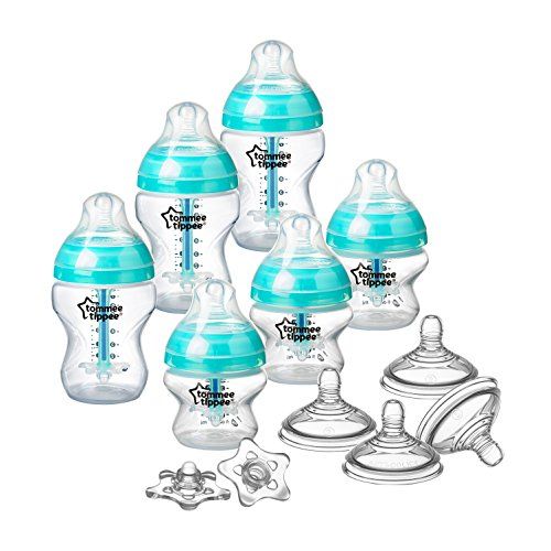 토미티피 Tommee Tippee Advanced Anti-Colic Newborn Baby Bottle Feeding Set, Heat Sensing Technology, BPA-Free