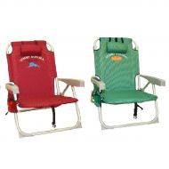2 Tommy Bahama Backpack Cooler Beach Chairs (1 Red and 1 Green)