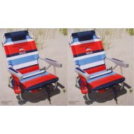 Tommy Bahama 2 2015 Backpack Cooler Chairs with Storage Pouch and Towel Bar- red/Blue