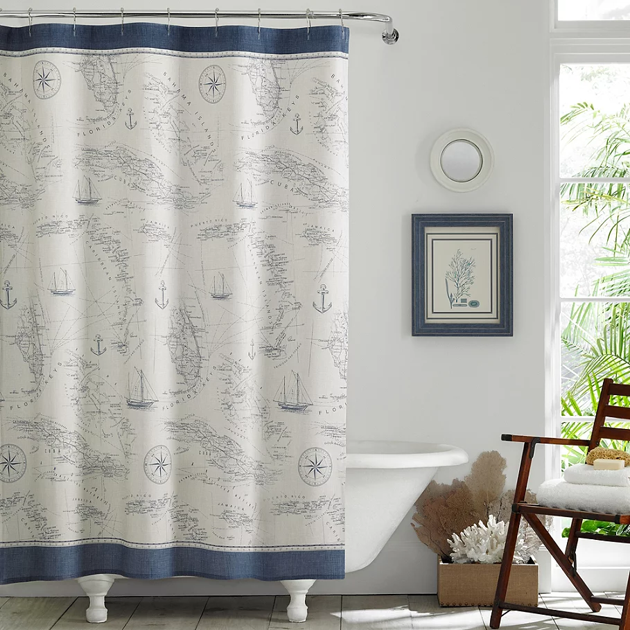  Tommy Bahama Caribbean Sea Shower Curtain in Blue