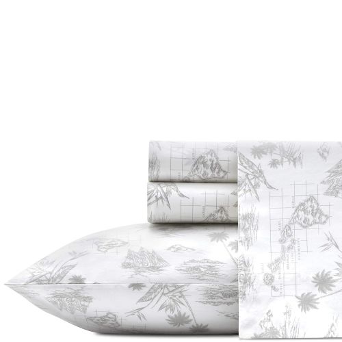  Tommy Bahama Vintage Map Sheet Set Queen Grey