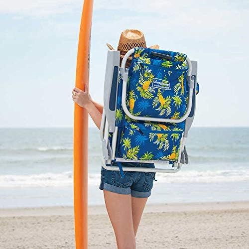  2 Tommy Bahama Backpack Beach Chairs Blue/Pineapple