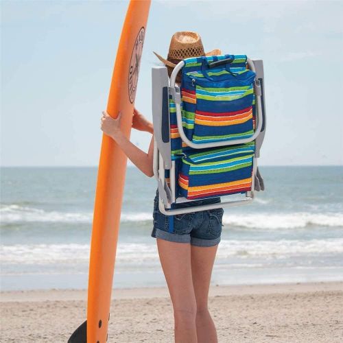  Tommy Bahama Backpack Beach Chair-New 2022 Designs-5-Position Classic Lay Flat-Insulated Cooler Towel Bar-Storage Pouch (Tropical Sunset)