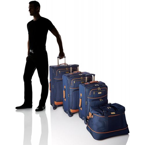  Tommy Bahama Lightweight Luggage Set - 4 Piece Suitcase Set with Spinner Wheels - 28 Inch, 24 Inch, Carry On, Duffle Bag , Navy