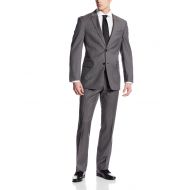 Tommy+Hilfiger Tommy Hilfiger Mens Nathan Gray-Stripe Two-Button Side-Vent Suit