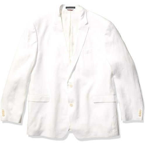 타미힐피거 Tommy+Hilfiger Tommy Hilfiger Mens Modern Fit White Linen Suit Separate (Blazer and Pant)